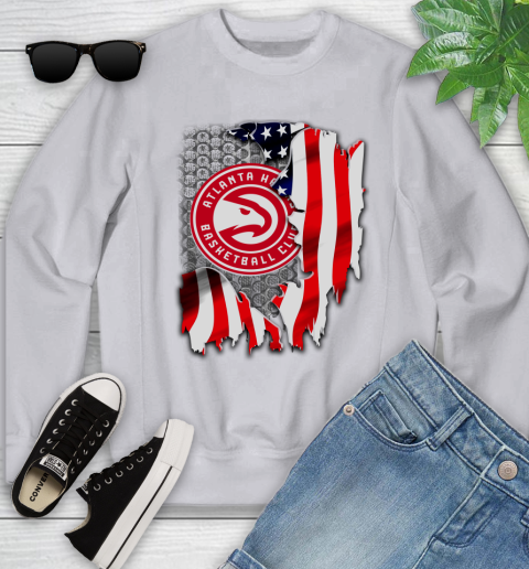 Atlanta Hawks NBA Basketball American Flag Youth Sweatshirt 3