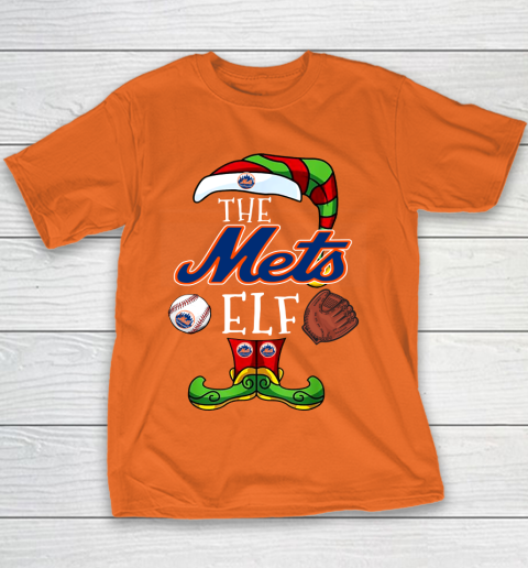 New York Mets Christmas ELF Funny MLB Youth T-Shirt 4