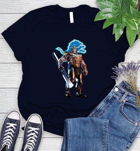 NFL Thanos Gauntlet Avengers Endgame Football Detroit Lions Women's T-Shirt 3