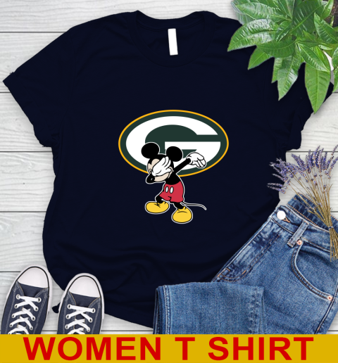 Green Bay Packers NFL Football Dabbing Mickey Disney Sports Women's T-Shirt 3