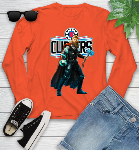 NBA Thor Avengers Endgame Basketball Los Angeles Clippers Youth Long Sleeve 4