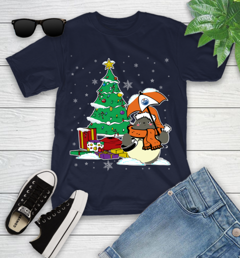 Edmonton Oilers NHL Hockey Cute Tonari No Totoro Christmas Sports Youth T-Shirt 17