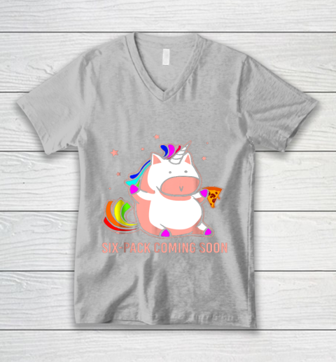 Unicorn Six Pack Funny Cute Shirt Coming Soon Fat Unicorn V-Neck T-Shirt 3