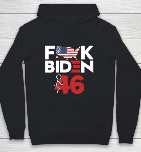 Fuck Biden America Flag  Fuck 46  Anti Biden Supporter Youth Hoodie