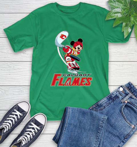 NHL Hockey Calgary Flames Cheerful Mickey Mouse Shirt T-Shirt - Image 9