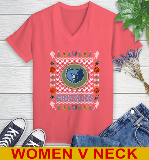 Memphis Grizzlies Merry Christmas NBA Basketball Loyal Fan Women's V-Neck T-Shirt 6