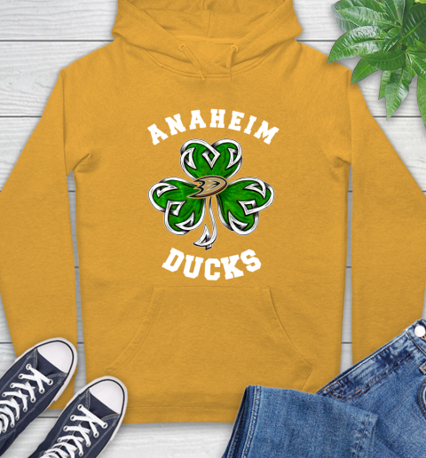NHL Anaheim Ducks Three Leaf Clover St Patrick's Day Hockey Sports Hoodie 2