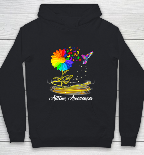 Autism Awareness Month Tshirt Hummingbird Sunflower Youth Hoodie