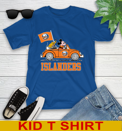 NHL Hockey New York Islanders Pluto Mickey Driving Disney Shirt Youth T-Shirt 9