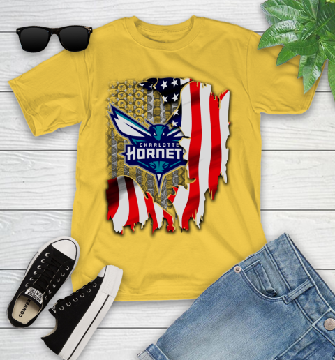 Charlotte Hornets NBA Basketball American Flag Youth T-Shirt - Image 11