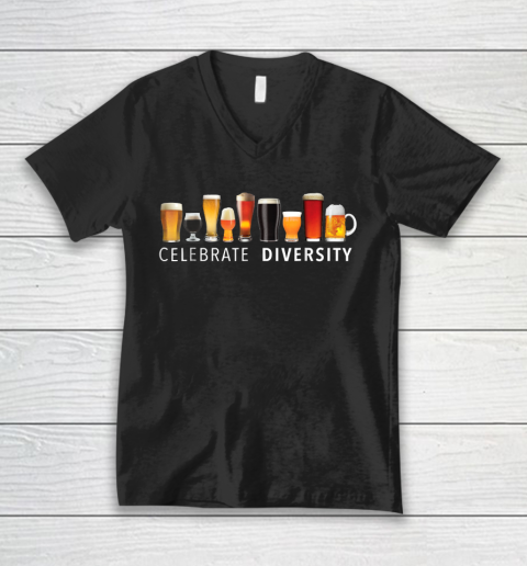 Beer Lover Funny Shirt Celebrate Diversity Craft Beer Drinking V-Neck T-Shirt