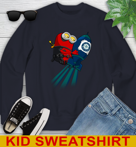 MLB Baseball Seattle Mariners Deadpool Minion Marvel Shirt Youth Sweatshirt 3 MLB Baseball Seattle Mariners Deadpool Minion Marvel Shirt Youth Sweatshirt - Image 3