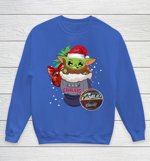 Cleveland Cavaliers Christmas Baby Yoda Star Wars Funny Happy NBA Youth Sweatshirt 8