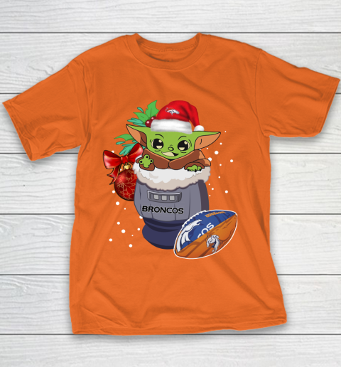 Denver Broncos Christmas Baby Yoda Star Wars Funny Happy NFL Youth T-Shirt 6