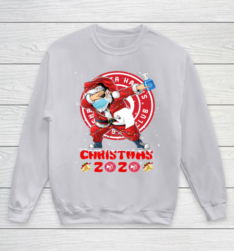 Atlanta Hawks Funny Santa Claus Dabbing Christmas 2020 NBA Youth Sweatshirt 3