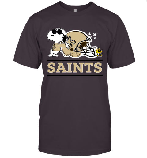 The New Orleans Saints Joe Cool And Woodstock Snoopy Mashup Unisex Jersey Tee