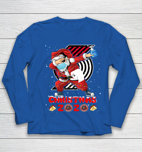 Portland Trail Blazers Funny Santa Claus Dabbing Christmas 2020 NBA Youth Long Sleeve 7
