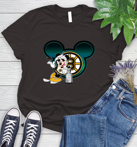 NHL Boston Bruins Stanley Cup Mickey Mouse Disney Hockey T Shirt Women's T-Shirt 8