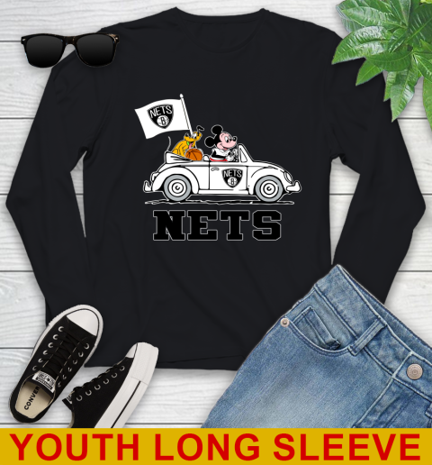 NBA Basketball Brooklyn Nets Pluto Mickey Driving Disney Shirt Youth Long Sleeve 2