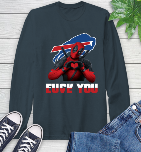 NHL Buffalo Bills Deadpool Love You Fuck You Football Sports Long Sleeve T-Shirt 9
