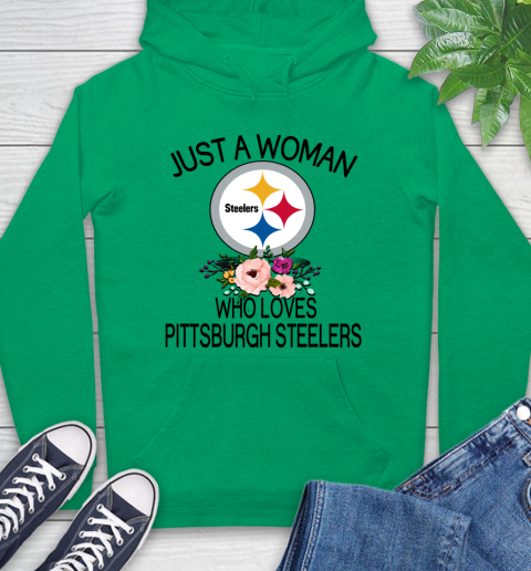 NFL Just A Woman Who Loves Pittsburgh Steelers Football Sports Hoodie 5