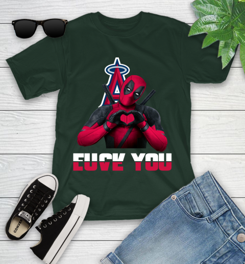 MLB Los Angeles Angels Deadpool Love You Fuck You Baseball Sports Youth T-Shirt 20