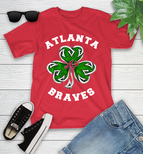 MLB Atlanta Braves Three Leaf Clover St Patrick's Day Baseball Sports Youth T-Shirt 13
