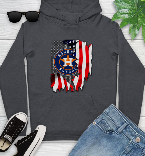 Houston Astros MLB Baseball American Flag Youth Hoodie 10