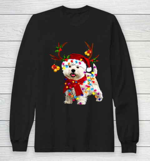 Santa westie dog gorgeous reindeer Light Christmas Long Sleeve T-Shirt