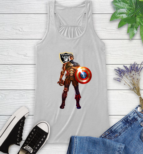 NFL Captain America Marvel Avengers Endgame Football Sports Oakland Raiders Racerback Tank