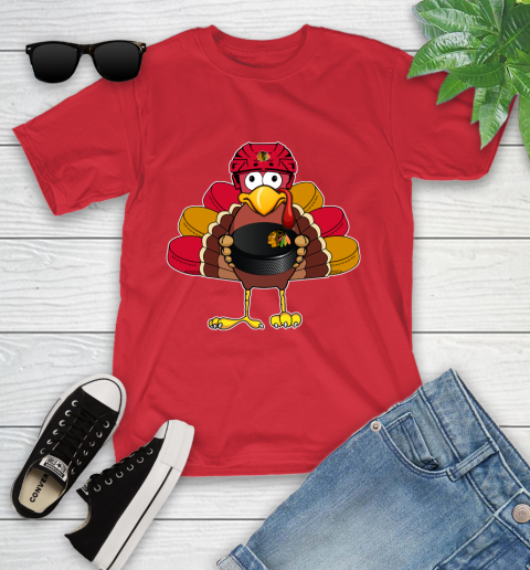 Chicago Blackhawks Turkey Thanksgiving Day Youth T-Shirt 10