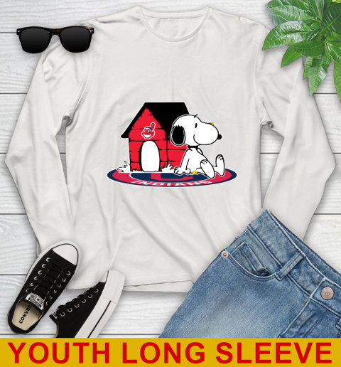 MLB Baseball Cleveland Indians Snoopy The Peanuts Movie Shirt Youth Long Sleeve 12