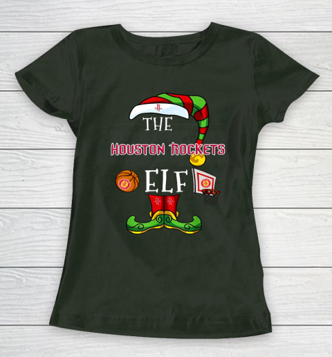 Houston Rockets Christmas ELF Funny NBA Women's T-Shirt 4