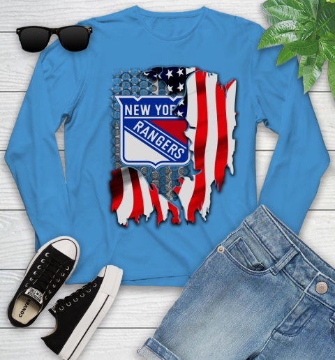 New York Rangers NHL Hockey American Flag Youth Long Sleeve 8