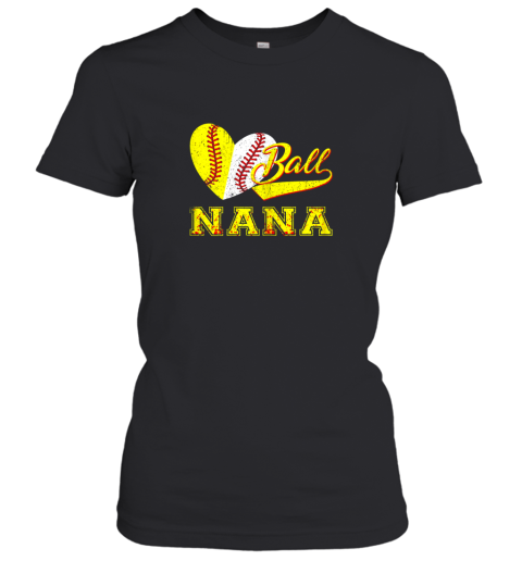 Baseball Softball Ball Heart Nana Shirt Mother's Day Gifts Women's T-Shirt