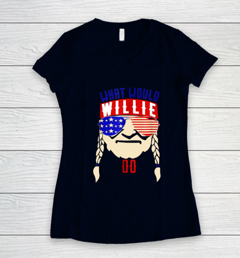 Willie Nelson shirt What would Willie do Women's V-Neck T-Shirt 2