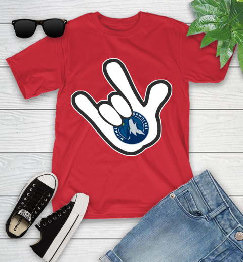 Minnesota Timberwolves NBA Basketball Mickey Rock Hand Disney Youth T-Shirt 10