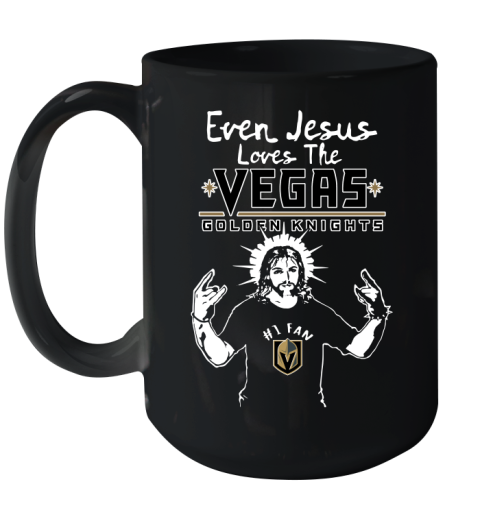 Vegas Golden Knights NHL Hockey Even Jesus Loves The Golden Knights Shirt Ceramic Mug 15oz