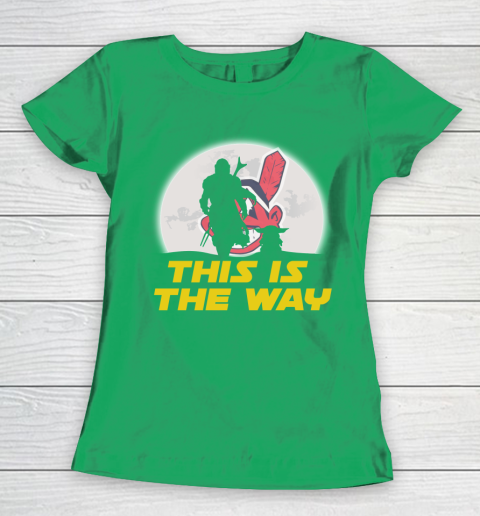 Cleveland Indians MLB Baseball Star Wars Yoda And Mandalorian This Is The Way Women's T-Shirt 5