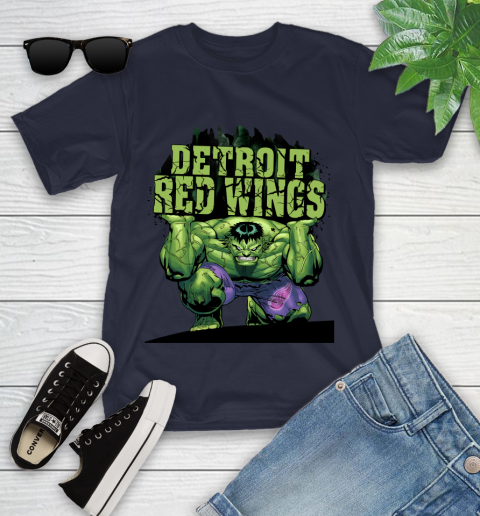 Detroit Red Wings NHL Hockey Incredible Hulk Marvel Avengers Sports Youth T-Shirt 3