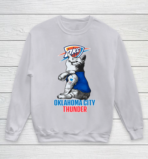 NBA Basketball My Cat Loves Oklahoma City Thunder Youth Sweatshirt 3