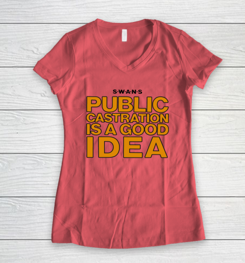 Public Castration Is A Good Idea SWANS Women's V-Neck T-Shirt 3