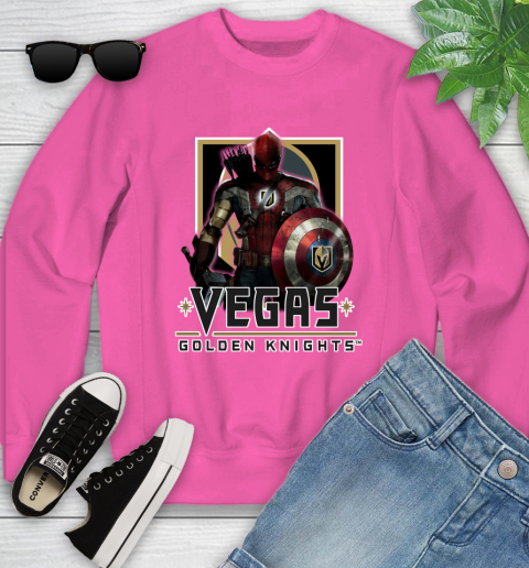 NHL Captain America Thor Spider Man Hawkeye Avengers Endgame Hockey Vegas Golden Knights Youth Sweatshirt 7