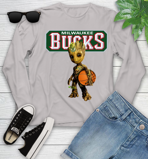 Milwaukee Bucks NBA Basketball Groot Marvel Guardians Of The Galaxy Youth Long Sleeve 13 Milwaukee Bucks NBA Basketball Groot Marvel Guardians Of The Galaxy Youth Long Sleeve - Image 13
