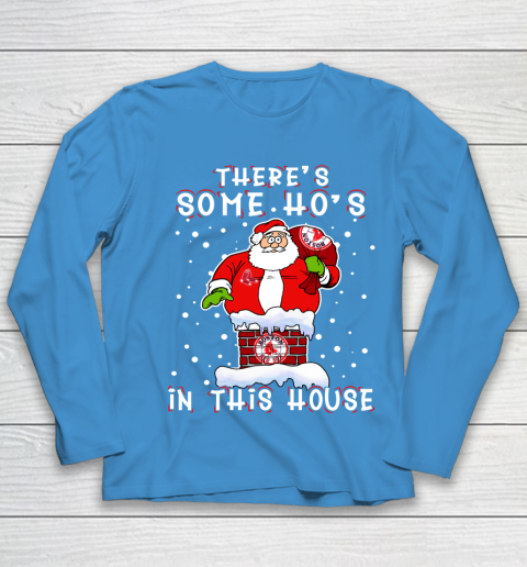 Boston Red Sox Christmas There Is Some Hos In This House Santa Stuck In The Chimney MLB Youth Long Sleeve 5