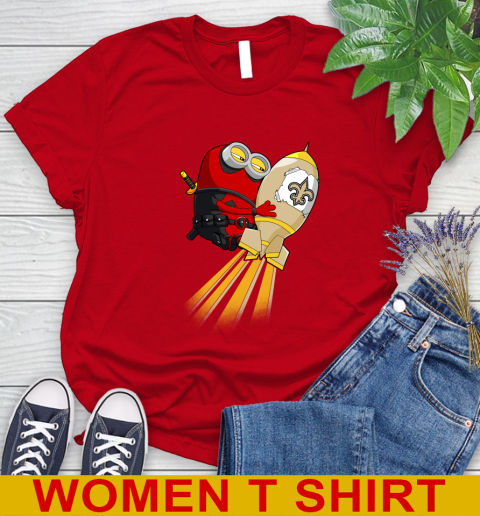 NFL Football New Orleans Saints Deadpool Minion Marvel Shirt Women's T-Shirt 11