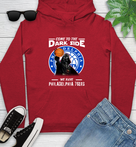 NBA Come To The Dark Side We Have Philadelphia 76ers Star Wars Darth Vader Basketball Youth Hoodie 12