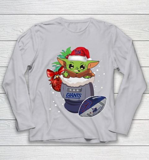 New York Giants Christmas Baby Yoda Star Wars Funny Happy NFL Youth Long Sleeve 5