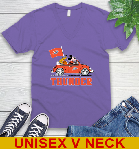 NBA Basketball Oklahoma City Thunder Pluto Mickey Driving Disney Shirt V-Neck T-Shirt 9