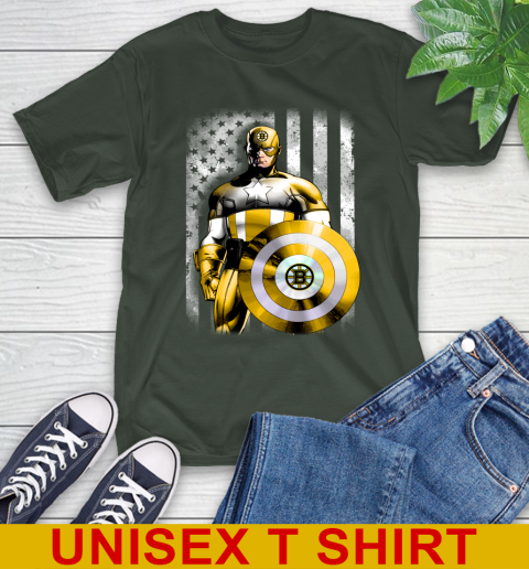 Boston Bruins NHL Hockey Captain America Marvel Avengers American Flag Shirt T-Shirt 6